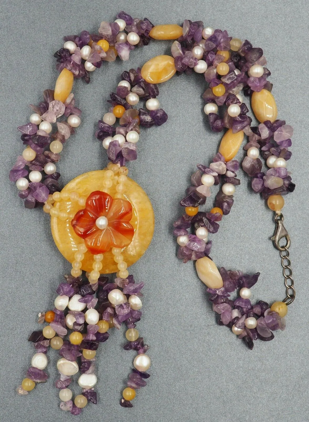 Amethyst, Freshwater Pearl & Glass Necklace