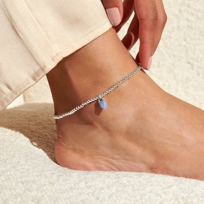 Anklet Blue Agate Crystal Silver Plated Anklet 23cm Stretch Anklet 6946
