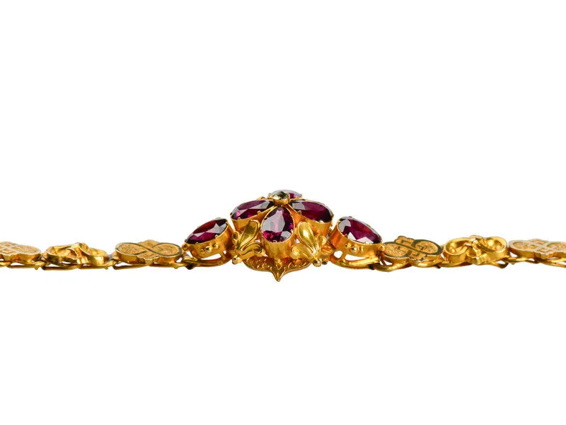 Antique Victorian Garnet Bracelet in Box