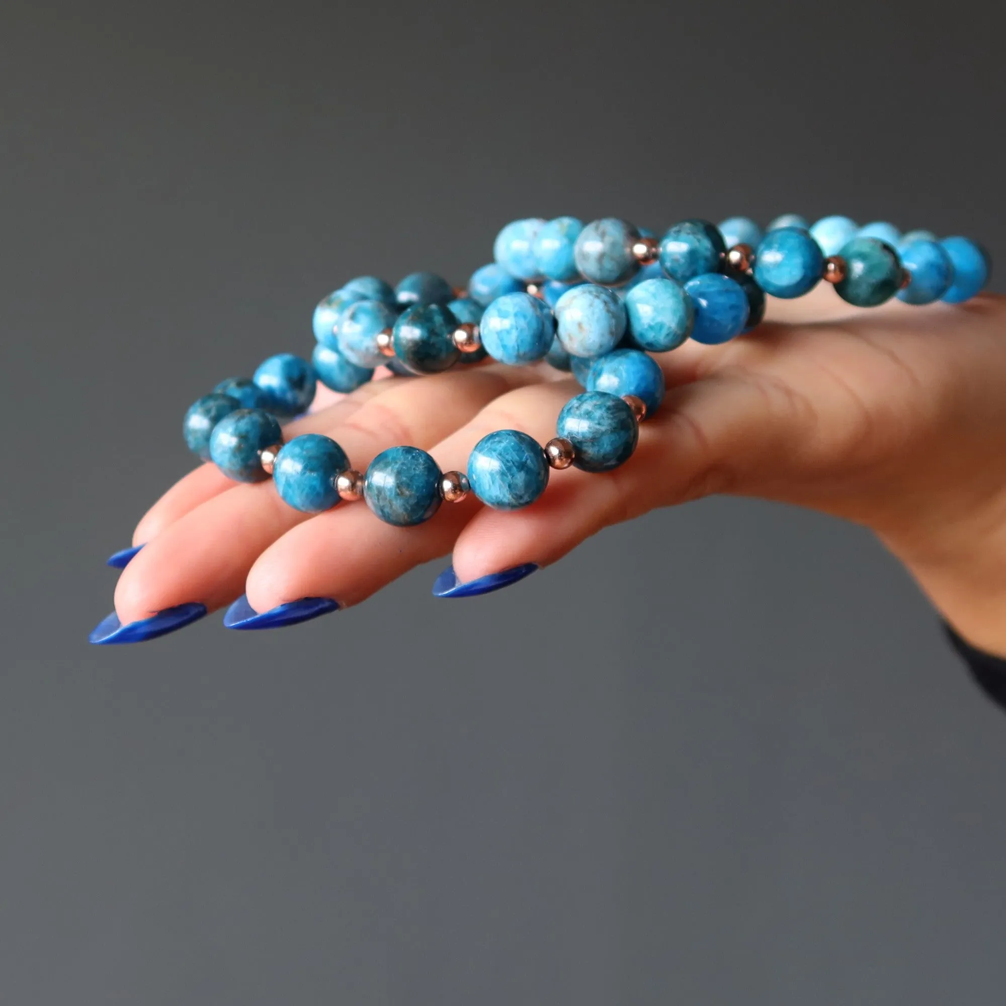 Apatite Bracelet Blue Copper Royale Stones