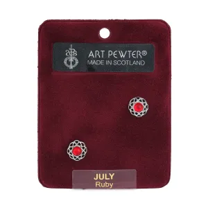 Art Pewter Birthstone Earrings July