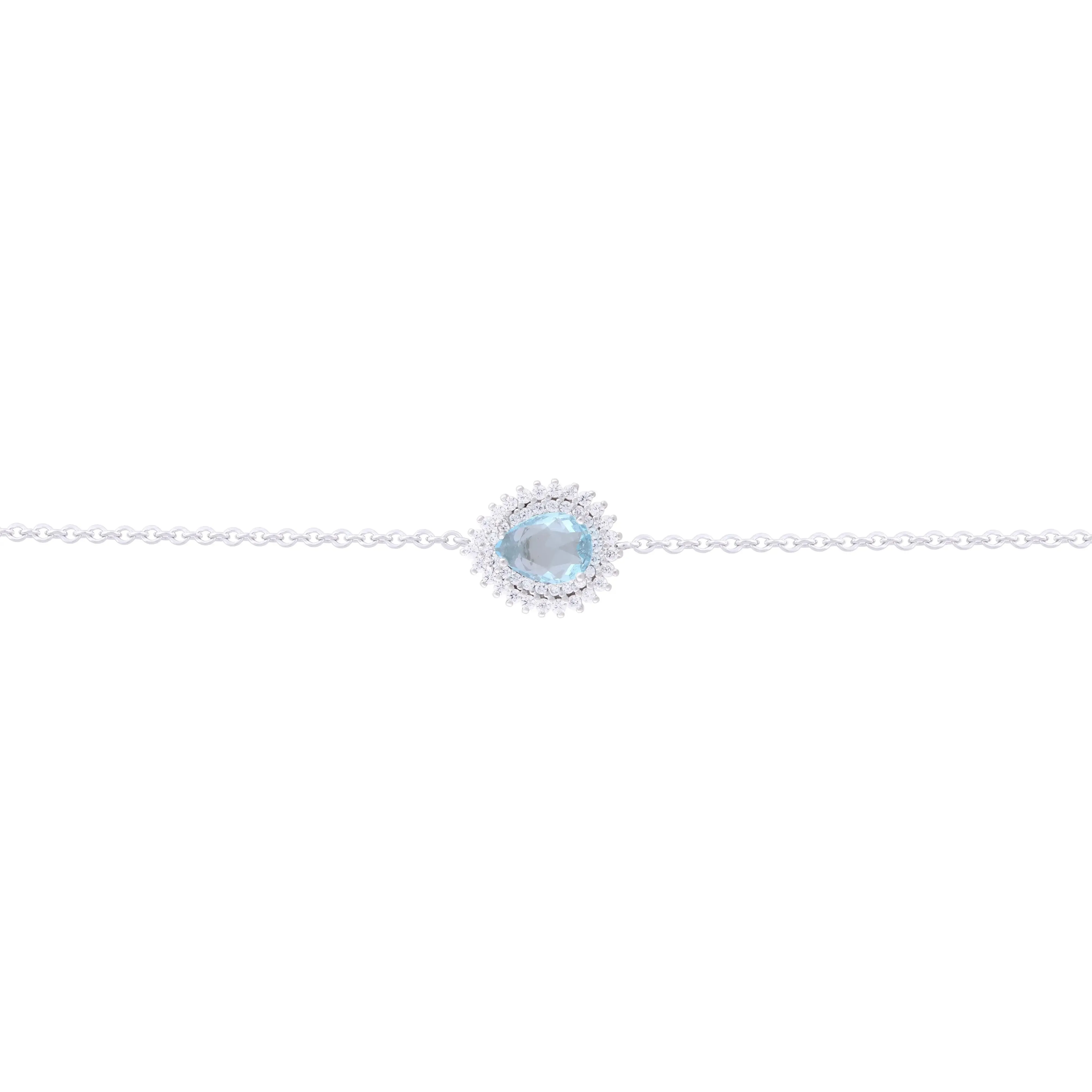 Asfour Chain Bracelet made of 925 sterling silver, with a pear Pendant, inlaid with a Light Rose zircon Stone