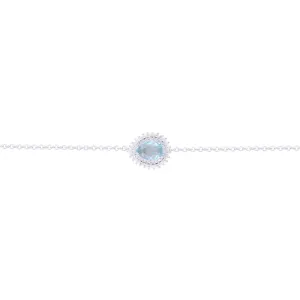 Asfour Chain Bracelet made of 925 sterling silver, with a pear Pendant, inlaid with a Light Rose zircon Stone
