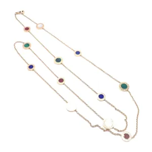 Authentic! Bvlgari Bulgari 18k Rose Gold Multi Gemstone 38" Long Necklace