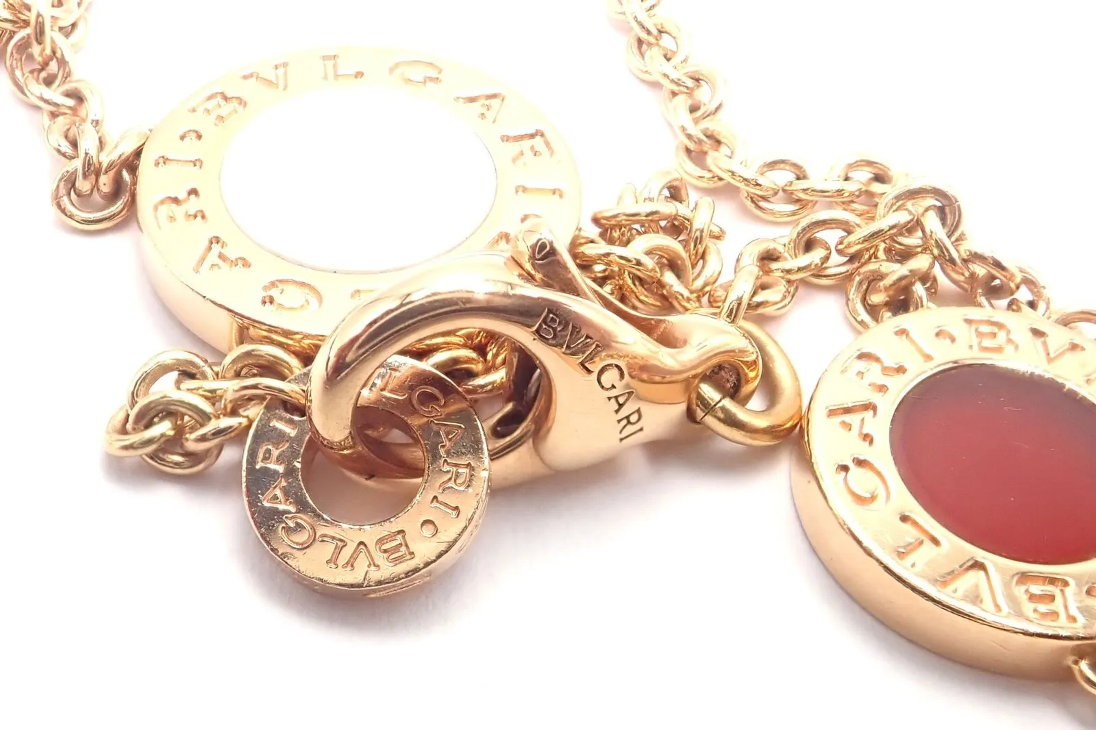 Authentic! Bvlgari Bulgari 18k Rose Gold Multi Gemstone 38" Long Necklace