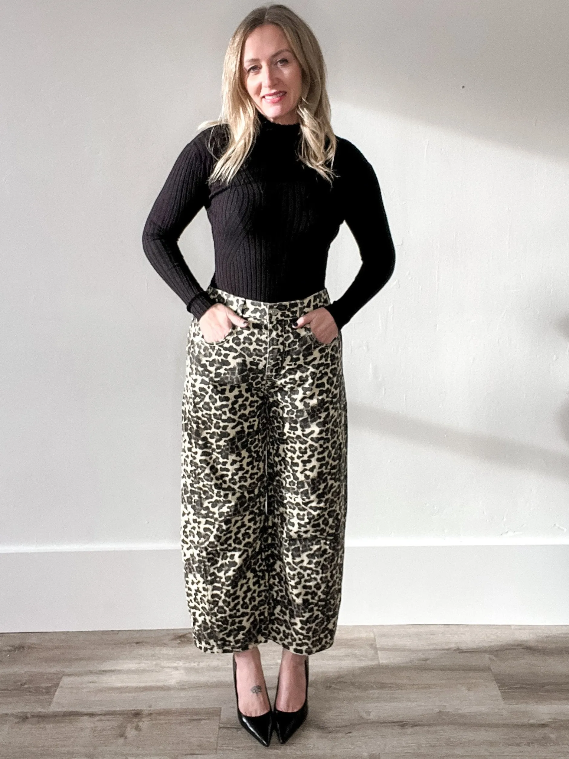 Baggy Barrel Jeans - Leopard