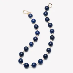 BEADED BALL CHAIN NECKLACE - LAPIS LAZULI