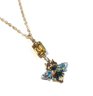 Bee Necklace - Crystal - Bee Jewelry - Nature Earrings
