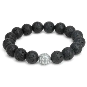 Black Lava Stone Thai Silver Feather Bracelet