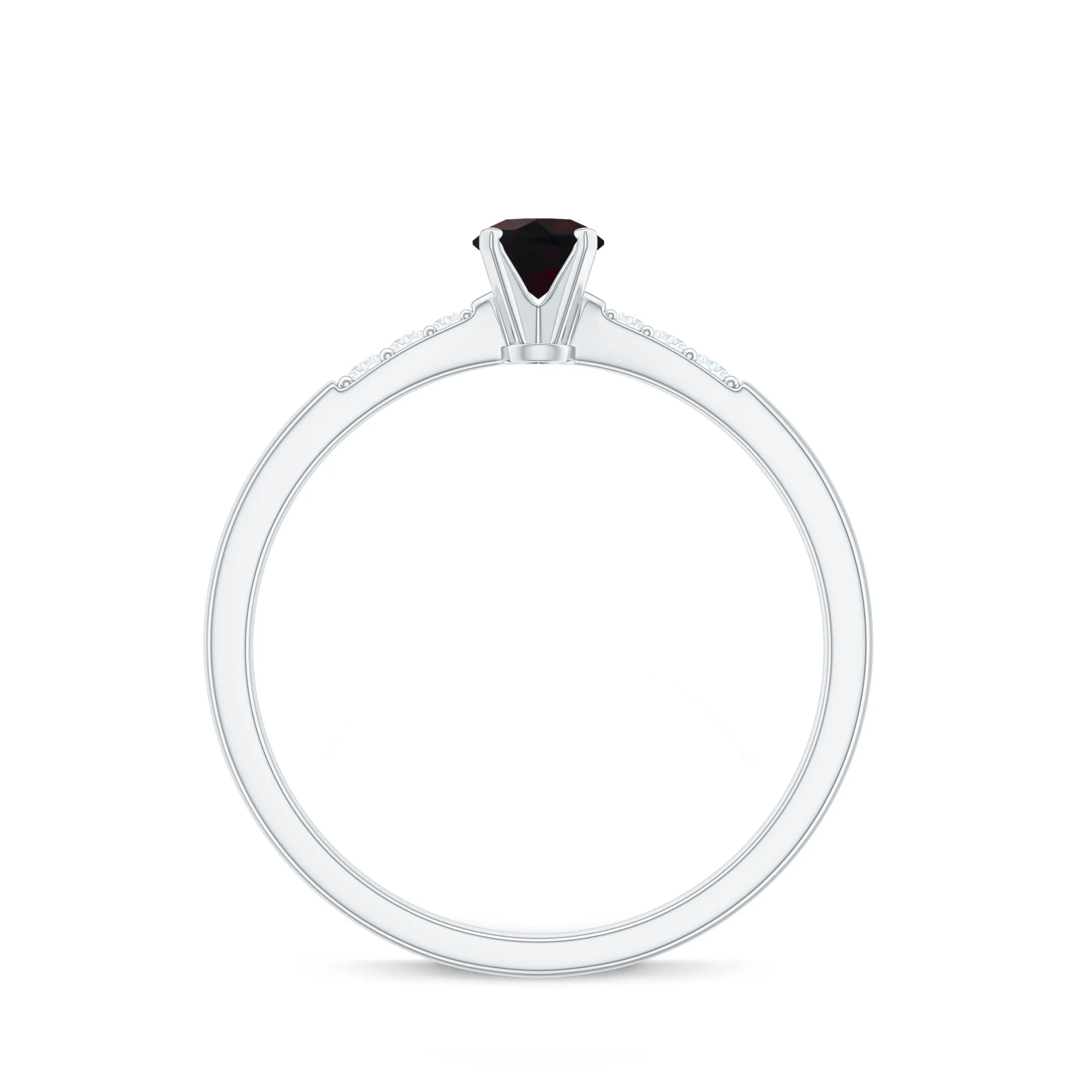 Black Opal Promise Ring with Diamond Side Stones
