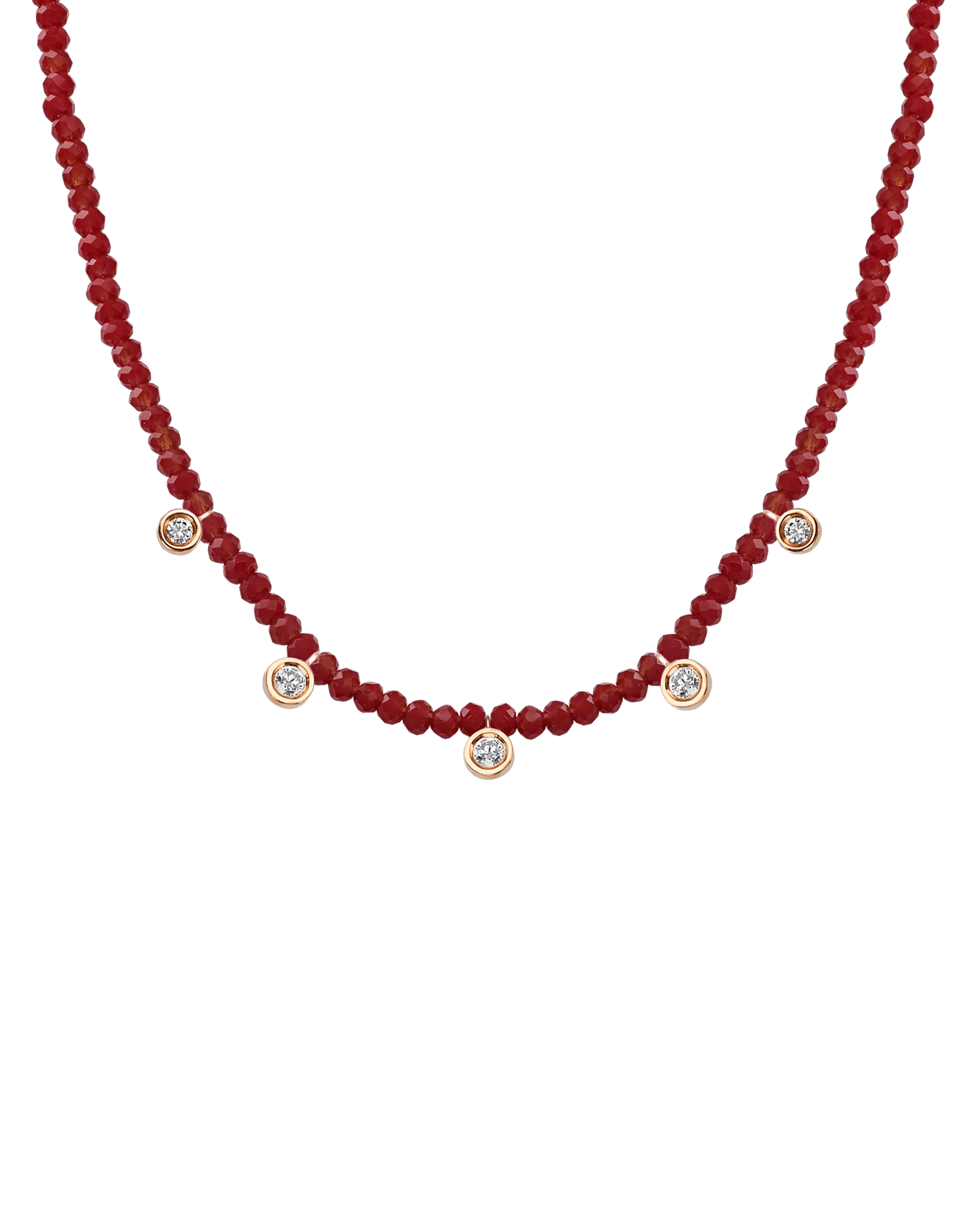 Black Spinel Gemstone & Five diamonds Necklace - 14K White Gold
