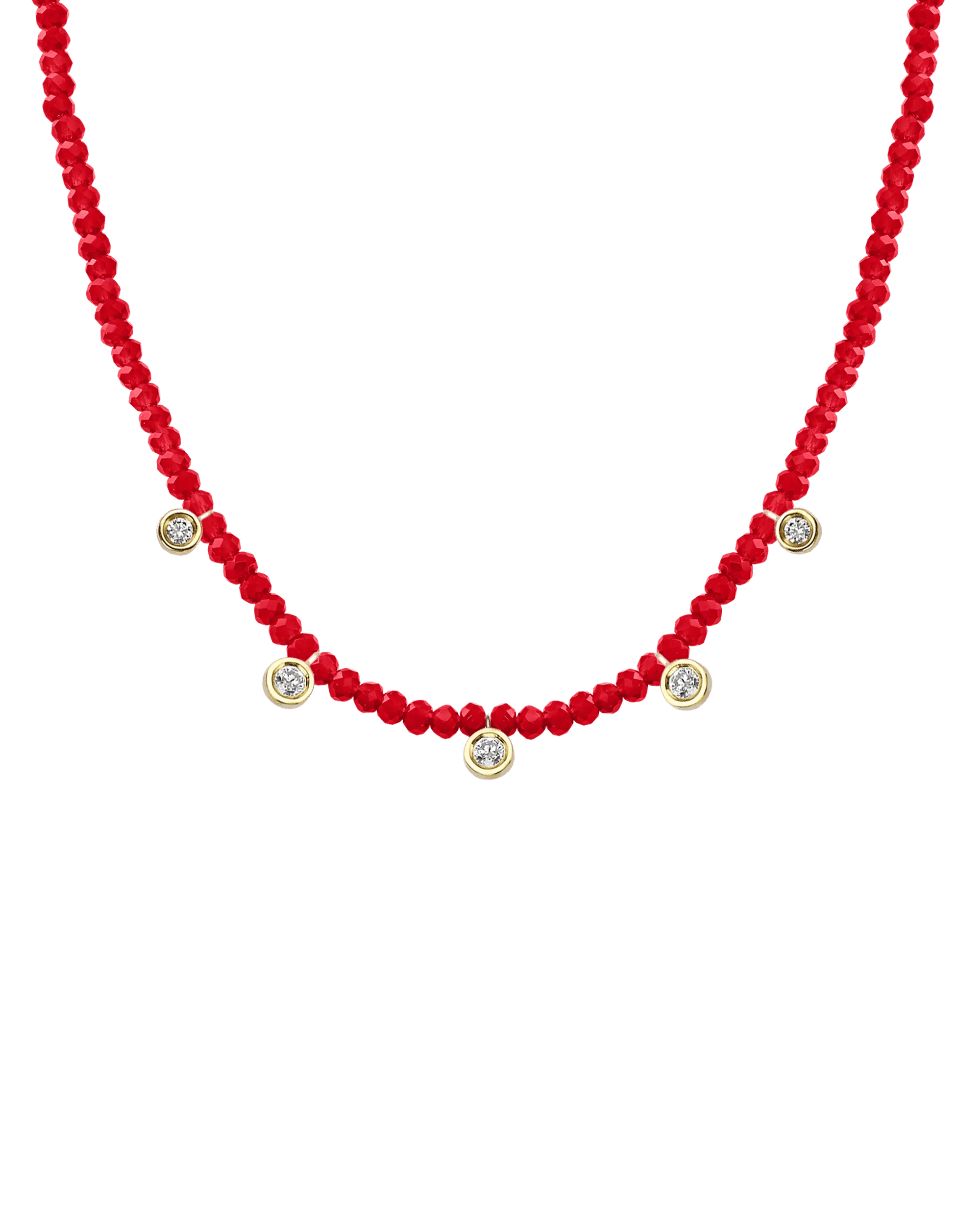 Black Spinel Gemstone & Five diamonds Necklace - 14K White Gold