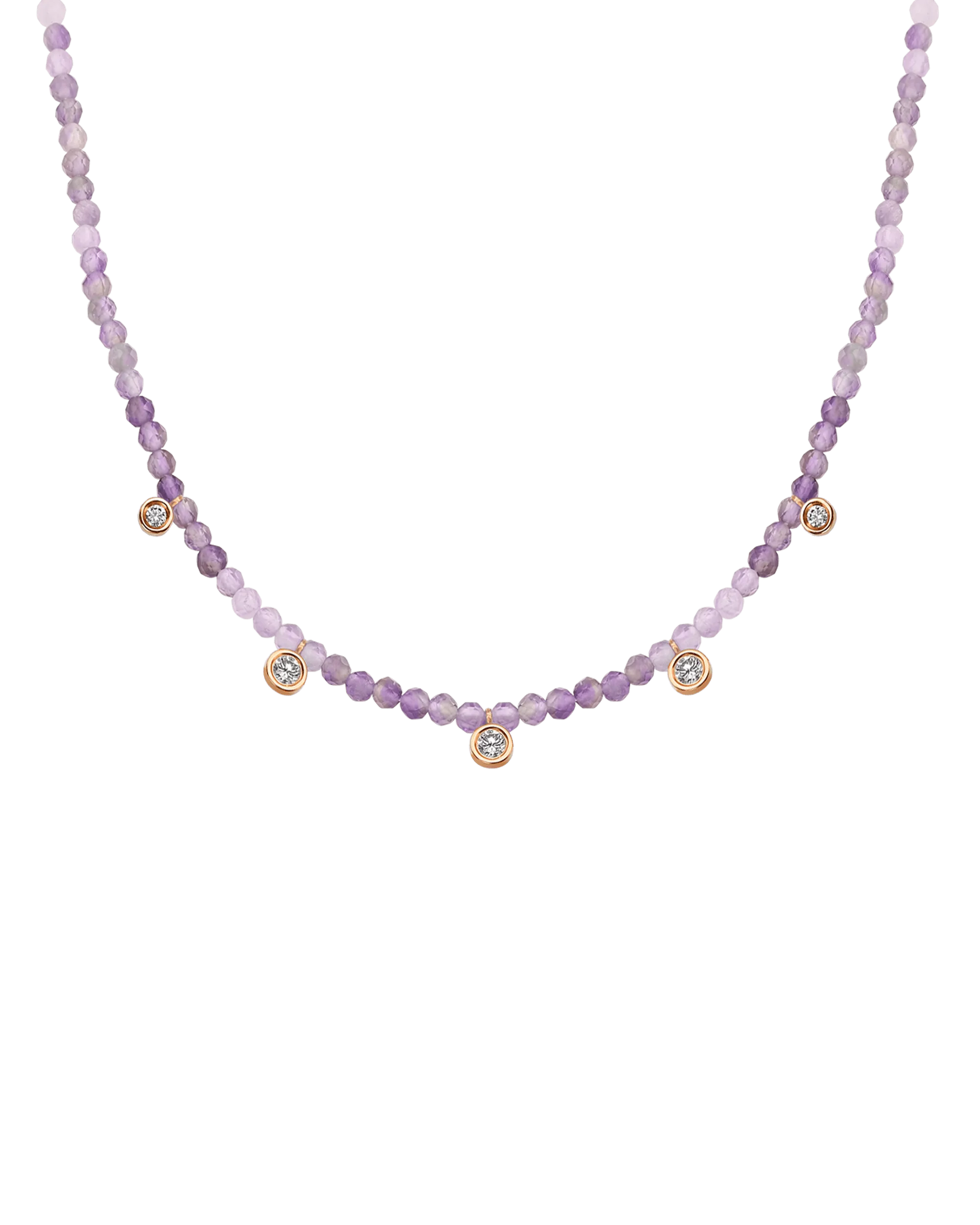 Black Spinel Gemstone & Five diamonds Necklace - 14K White Gold
