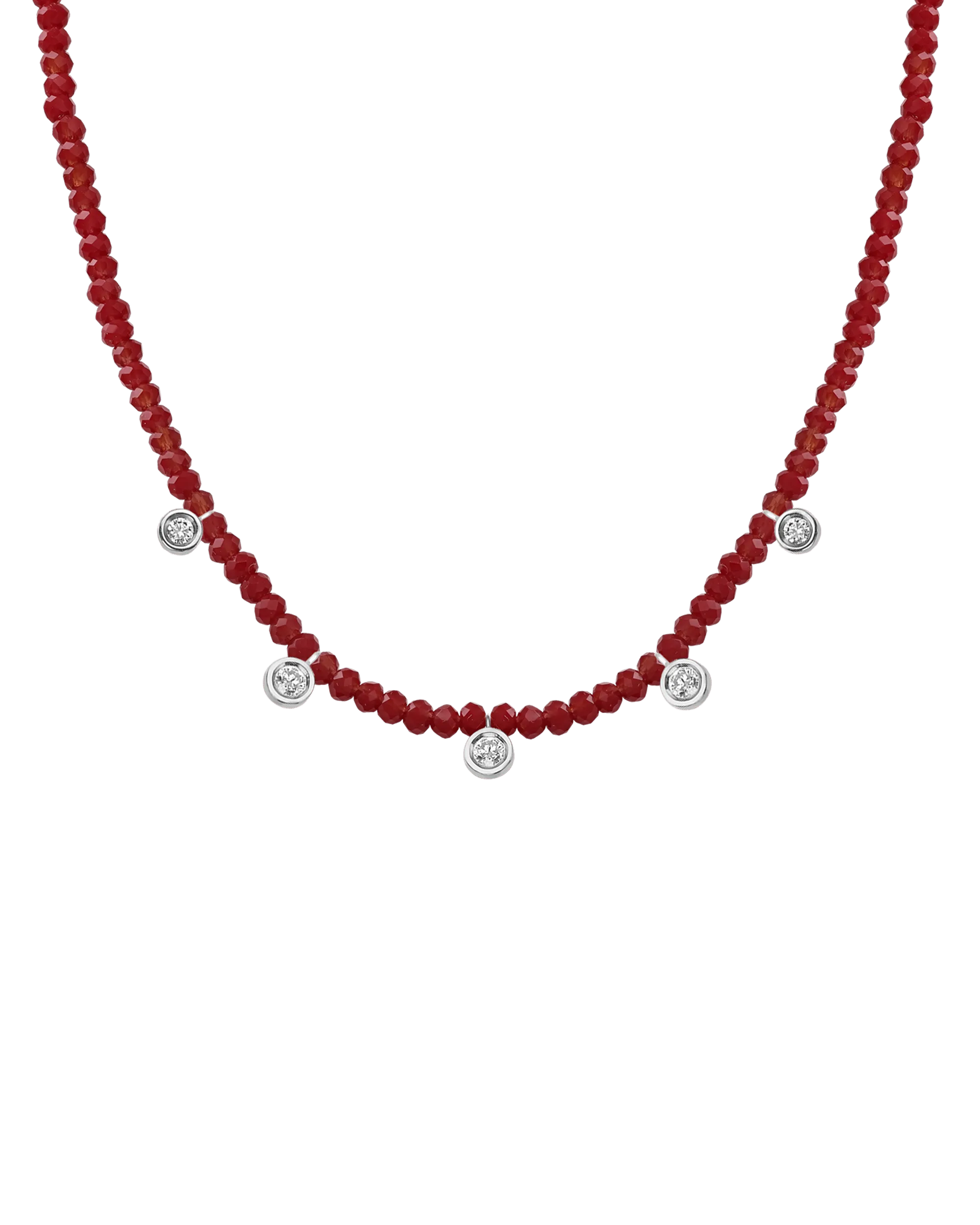 Black Spinel Gemstone & Five diamonds Necklace - 14K Yellow Gold