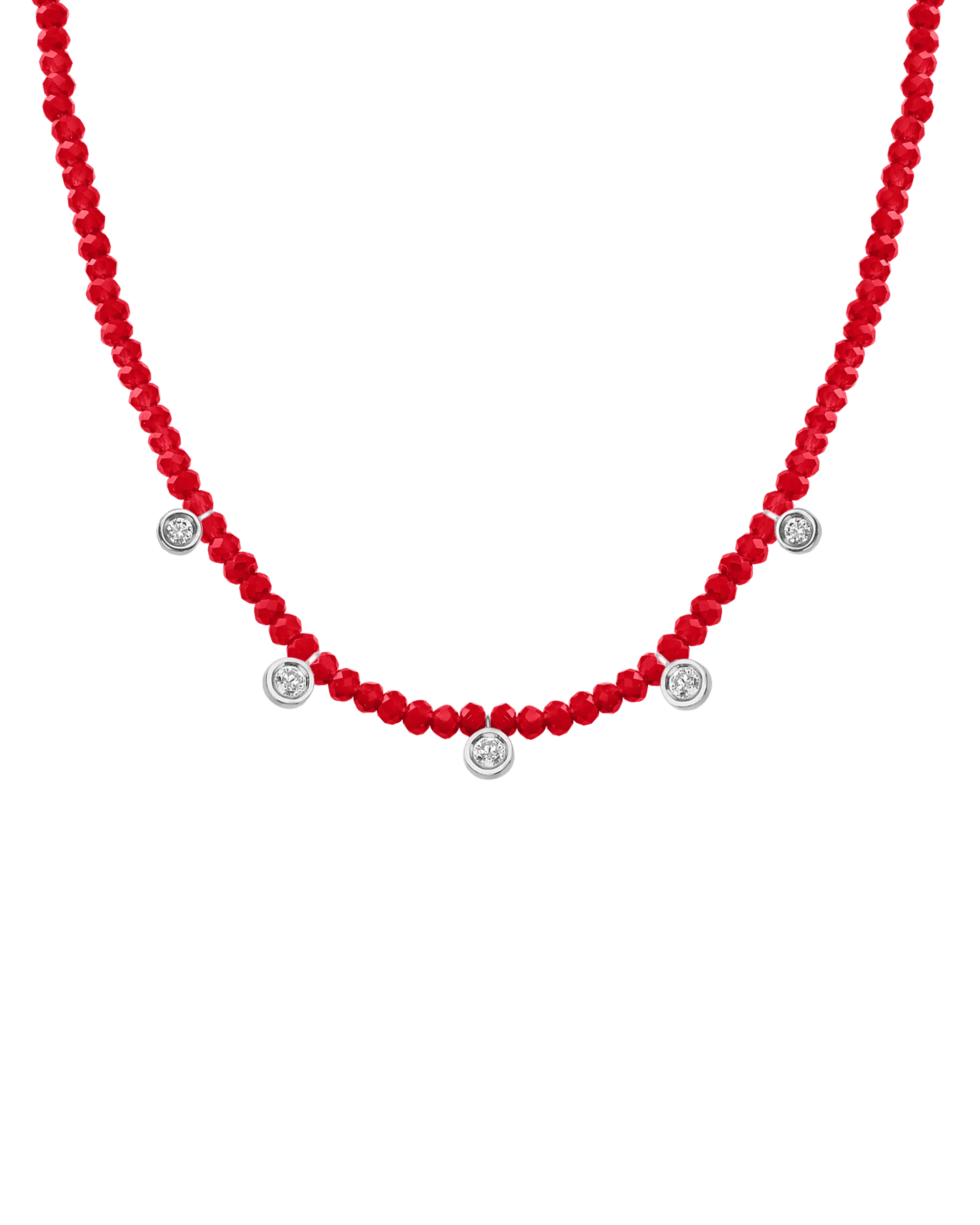 Black Spinel Gemstone & Five diamonds Necklace - 14K Yellow Gold