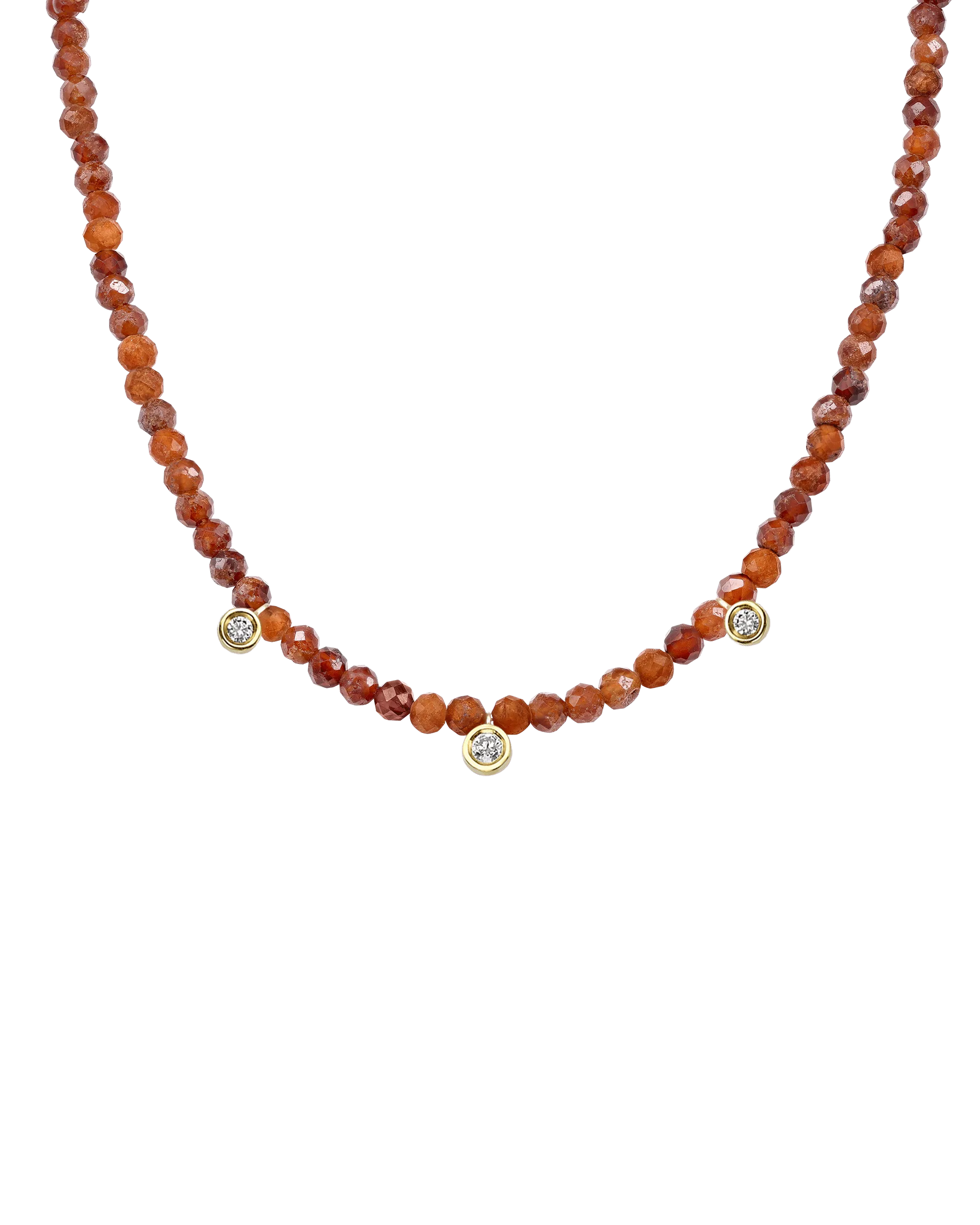 Blue Lapis Gemstone & Three diamonds Necklace - 14K Yellow Gold