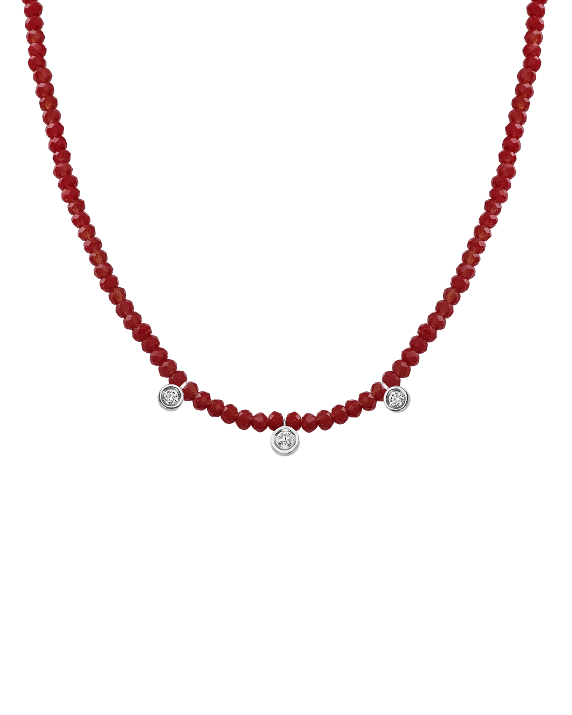 Blue Lapis Gemstone & Three diamonds Necklace - 14K Yellow Gold
