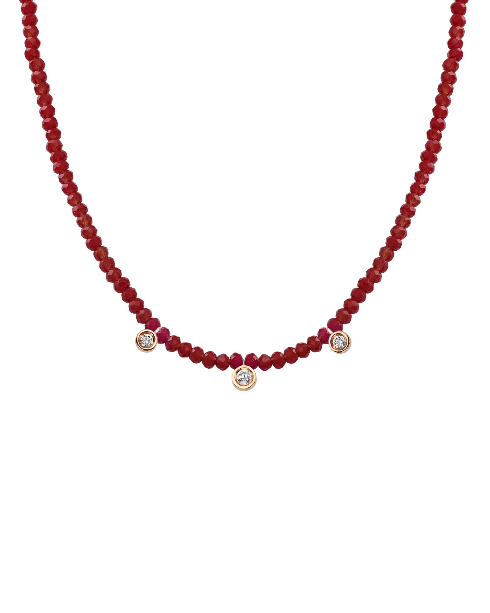Blue Lapis Gemstone & Three diamonds Necklace - 14K Yellow Gold