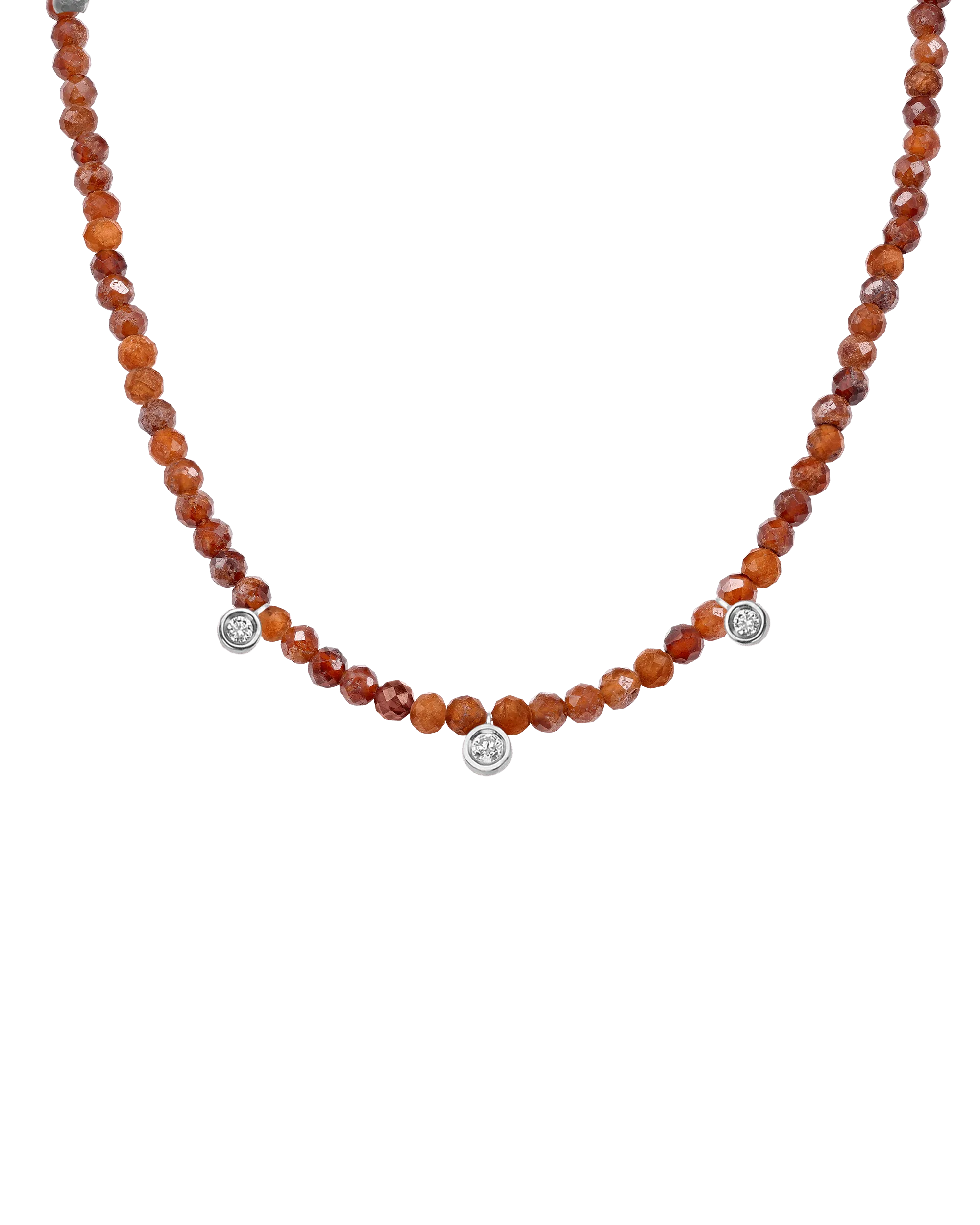 Blue Lapis Gemstone & Three diamonds Necklace - 14K Yellow Gold