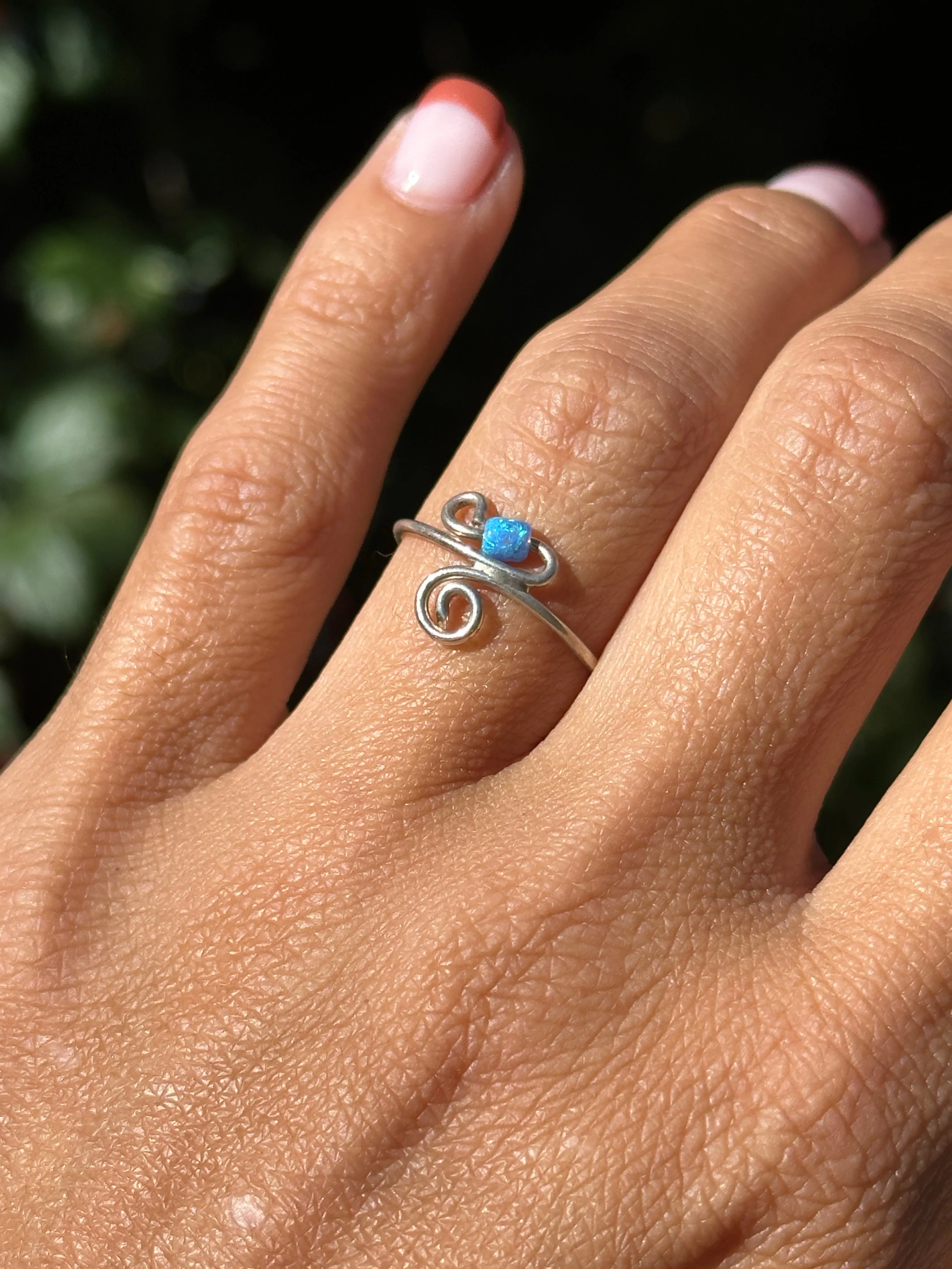 Blue Opal Swirl Ring