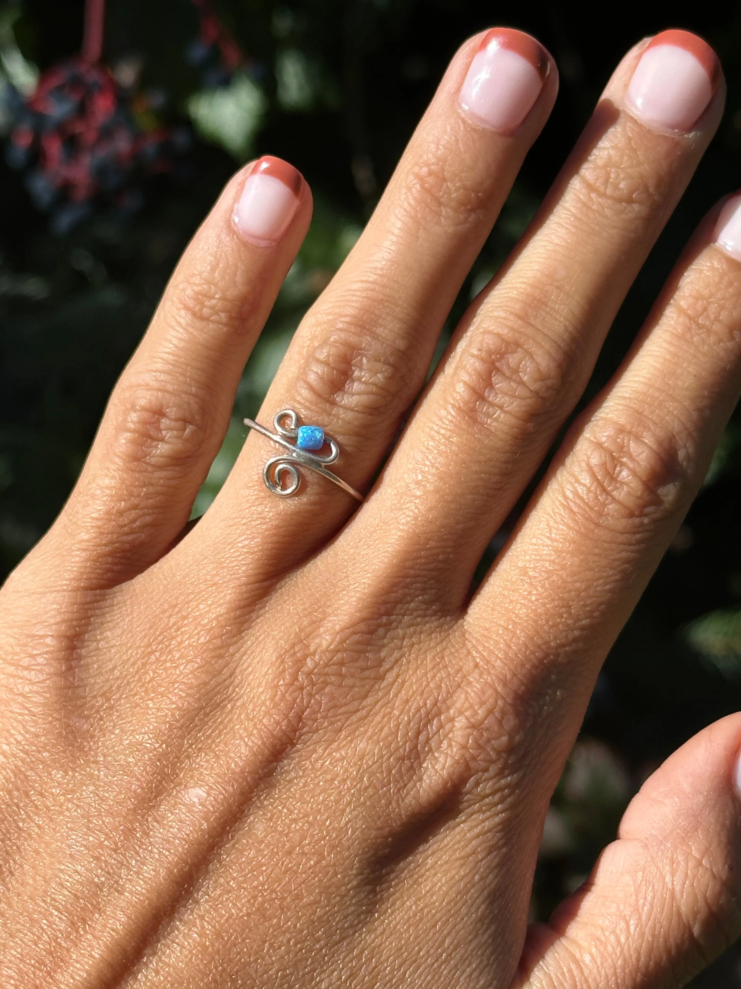Blue Opal Swirl Ring