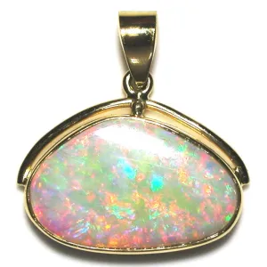 Bright hot pink, green and orange solid boulder opal pendant