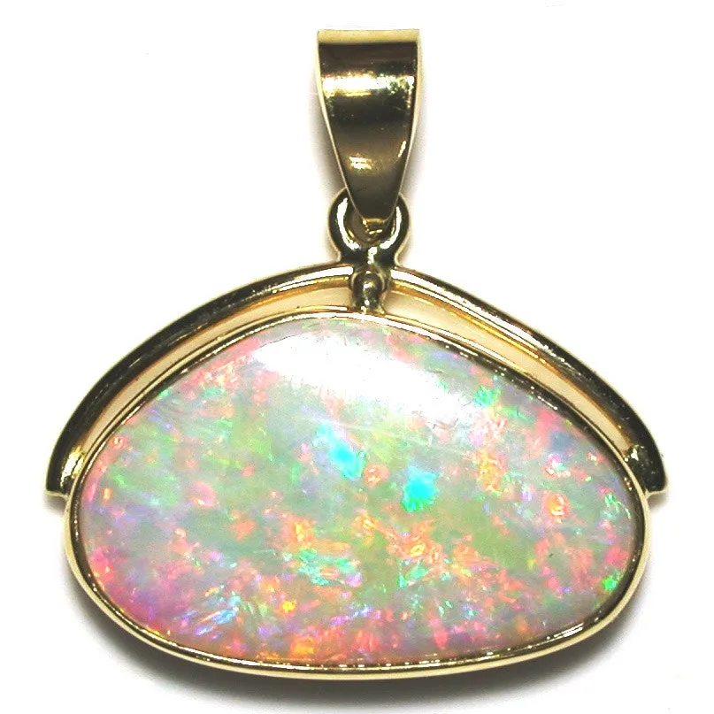 Bright hot pink, green and orange solid boulder opal pendant