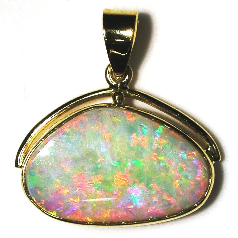 Bright hot pink, green and orange solid boulder opal pendant