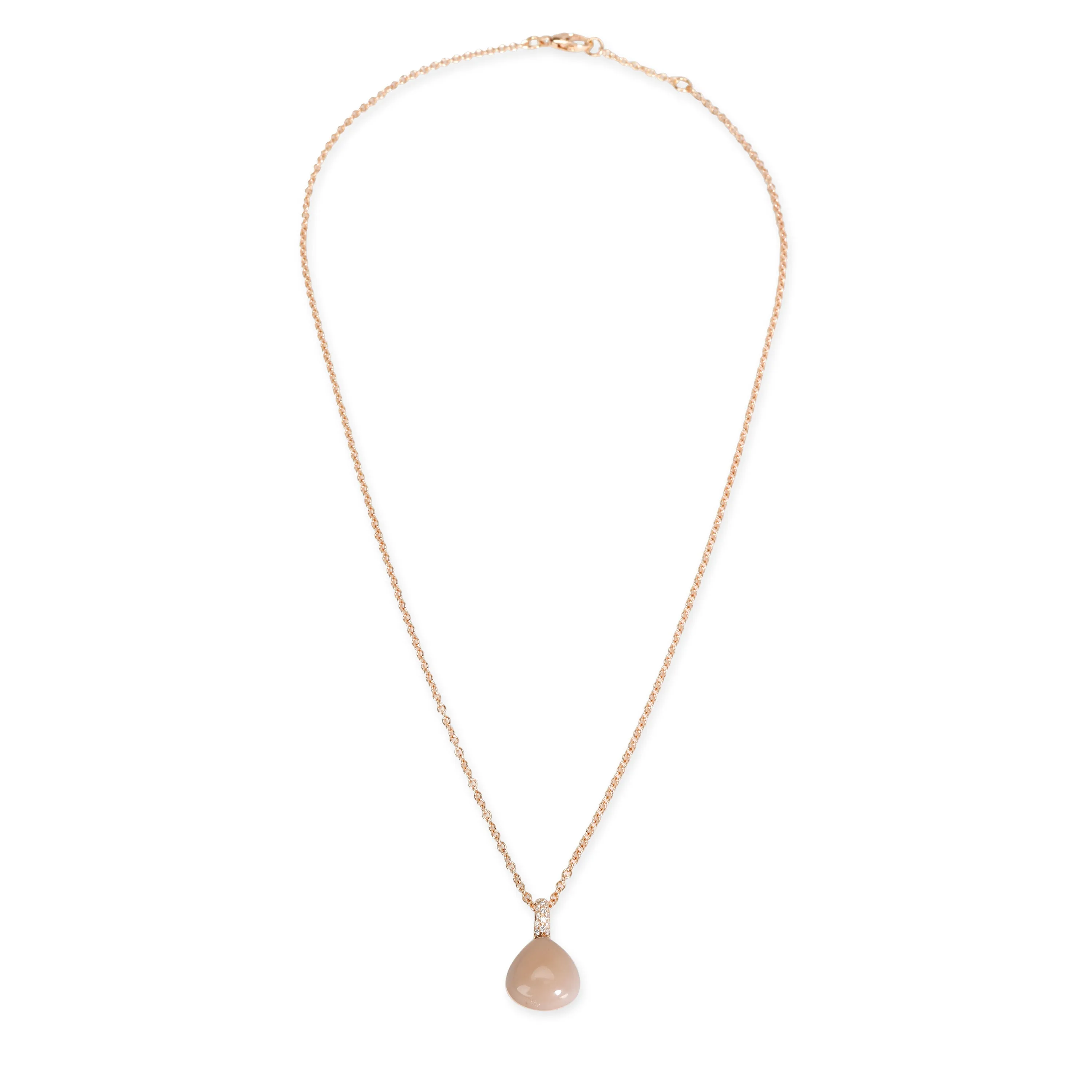 Bucherer Moonstone & Diamond Necklace in 18KT Rose Gold 0.05 CTW