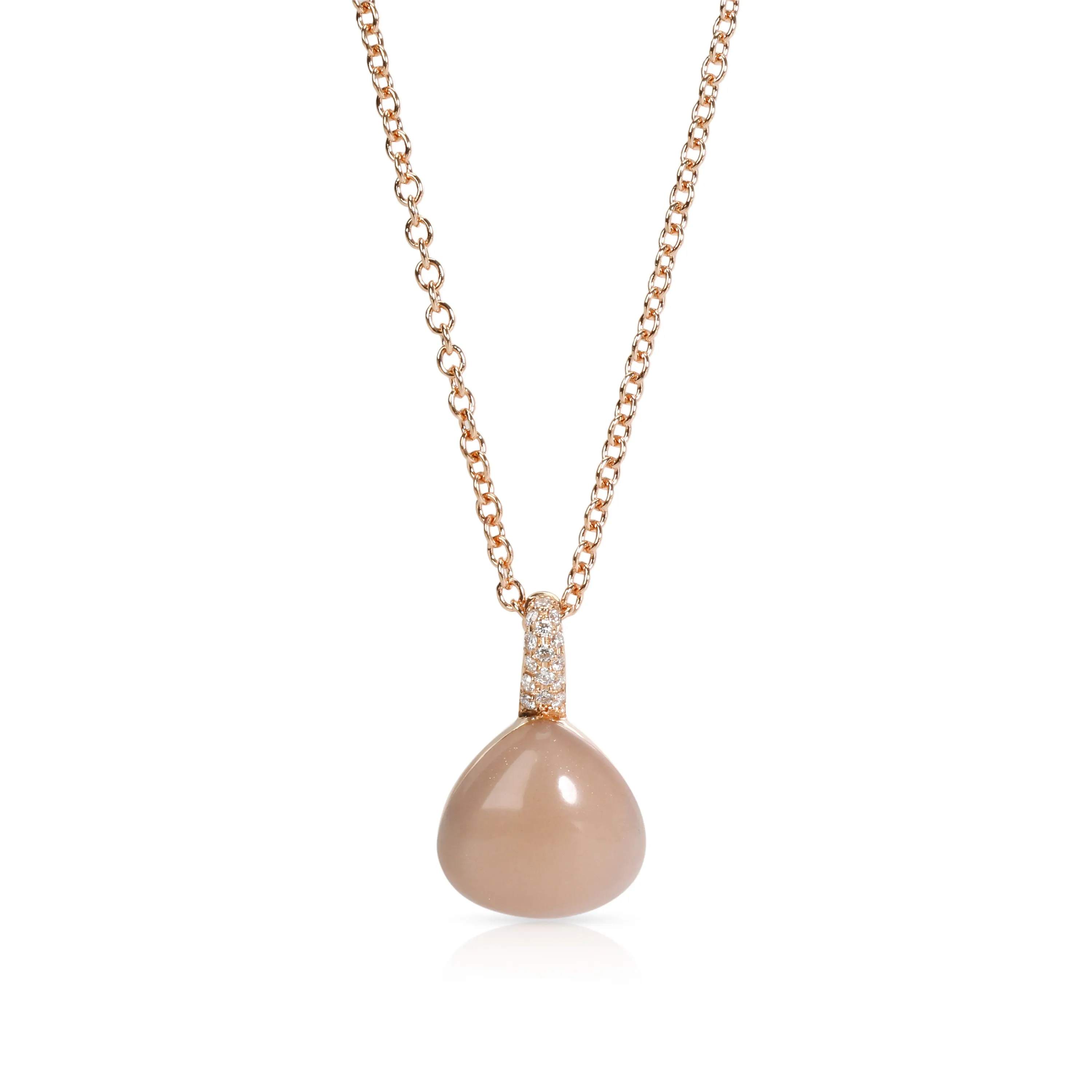 Bucherer Moonstone & Diamond Necklace in 18KT Rose Gold 0.05 CTW