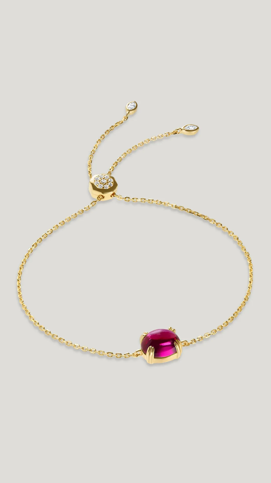 Cabochon Bracelet Dark Pink Gold Vermeil