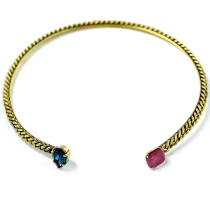 Cali Collar Crystal and Moonstone Collar Necklace - 24 kt Gold