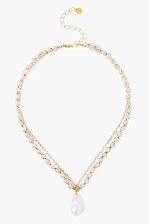 Chan Luu Champagne Pearl Mix Baroque Pendant Necklace