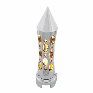 Chrome "Daytona" 13/15/18 Speed Spike Gearshift Knob w/ High Power LED - Amber