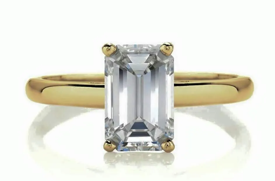 Classic 10 Ct White Emerald Cut Promise Engagement Wedding Ring Sterling Silver