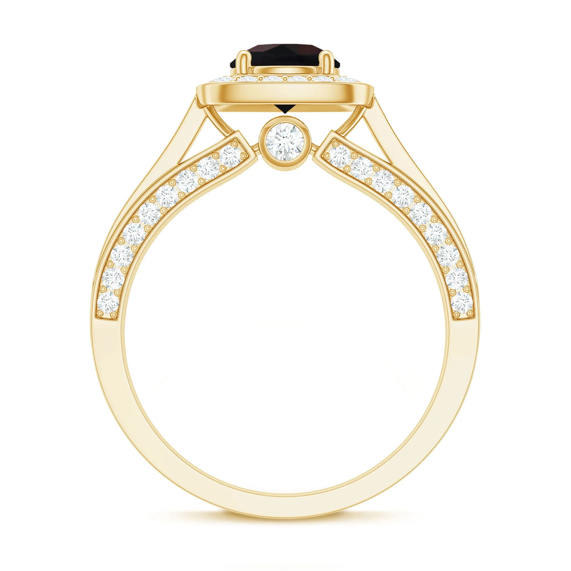 Classic Black Opal Engagement Ring with Moissanite Accent