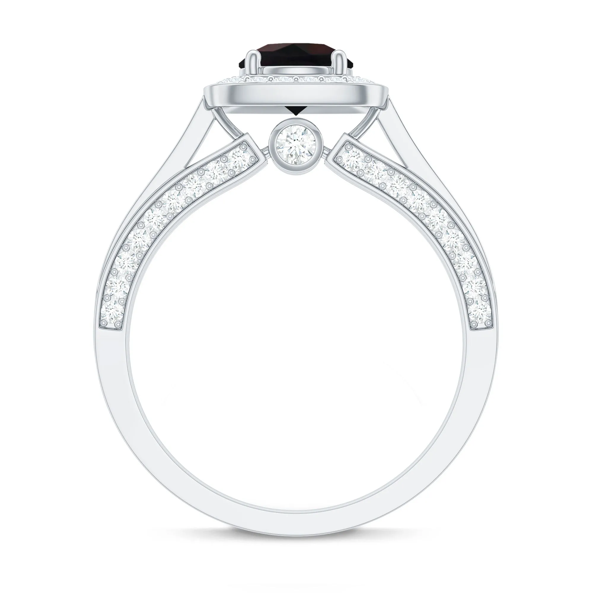 Classic Black Opal Engagement Ring with Moissanite Accent