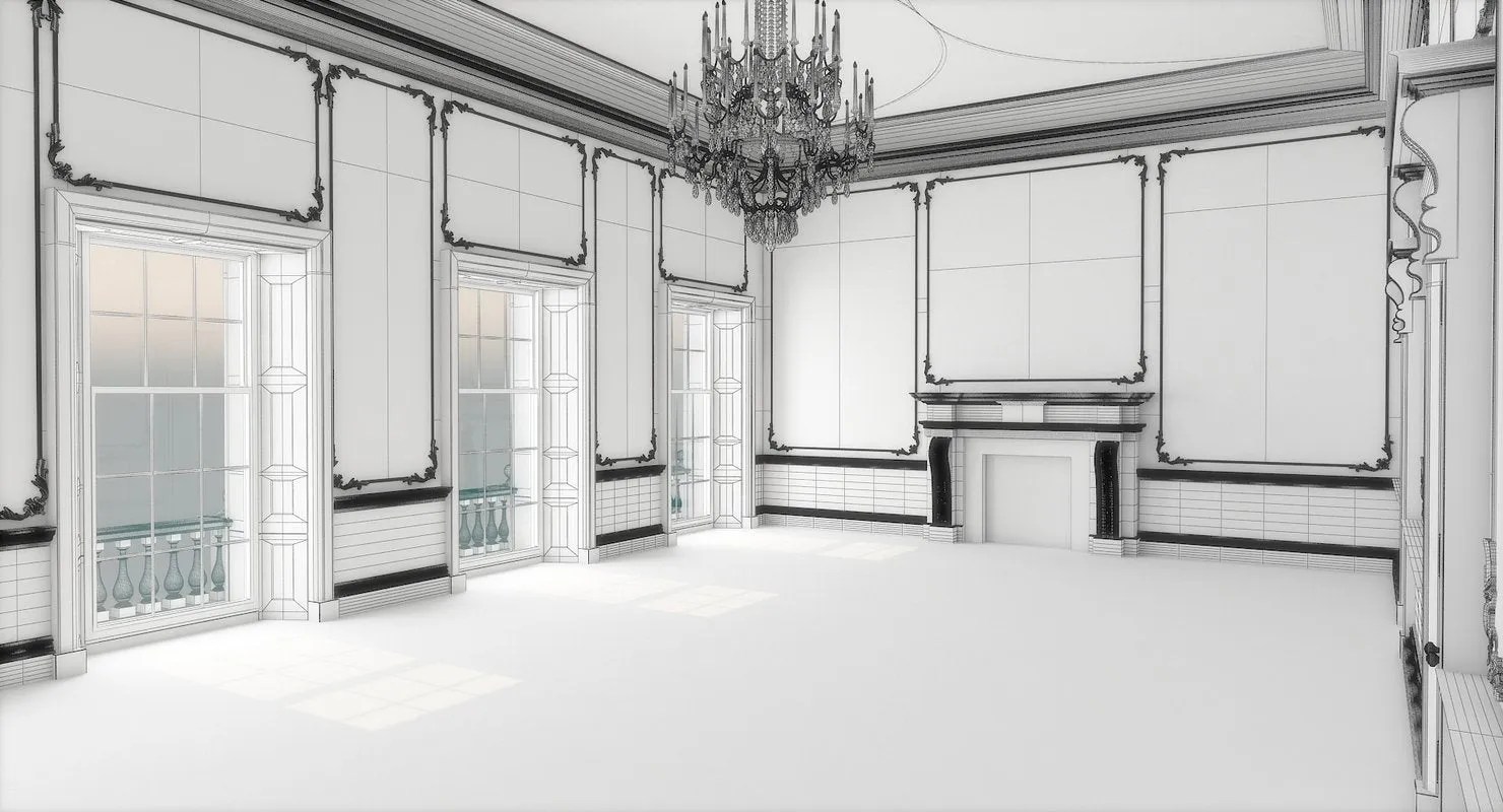 Classic Interior Hall 3D Model