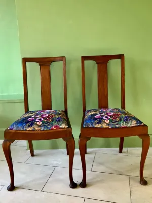 Commission for Sarah G - Set of 2 refurbished vintage dining chairs
