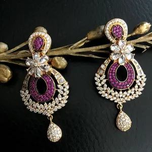contemporary American Diamond Earrings With Ruby Stones