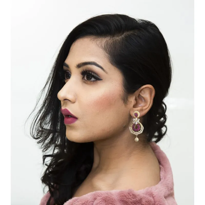 contemporary American Diamond Earrings With Ruby Stones