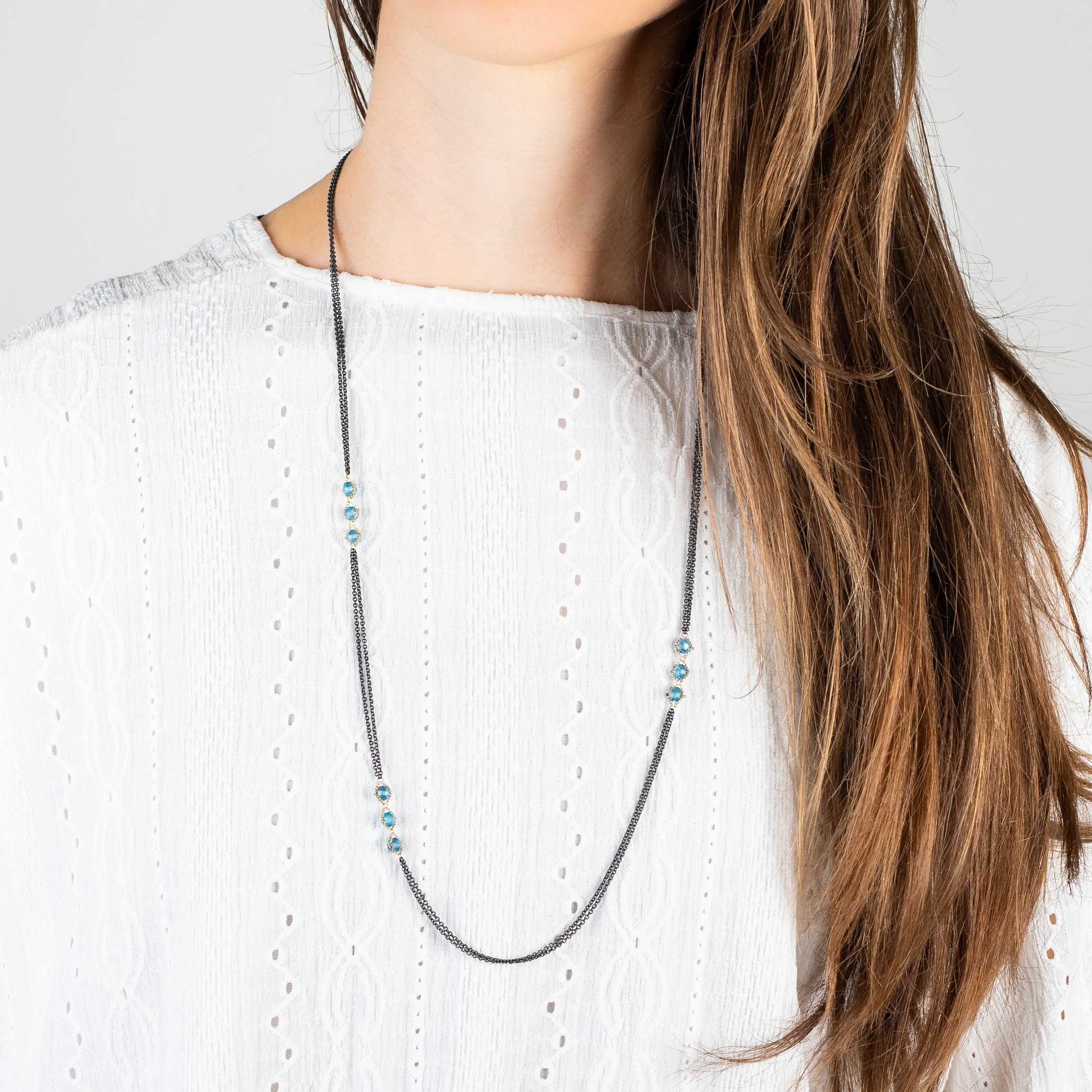 Contrast Asymmetrical Necklace in London Blue Topaz