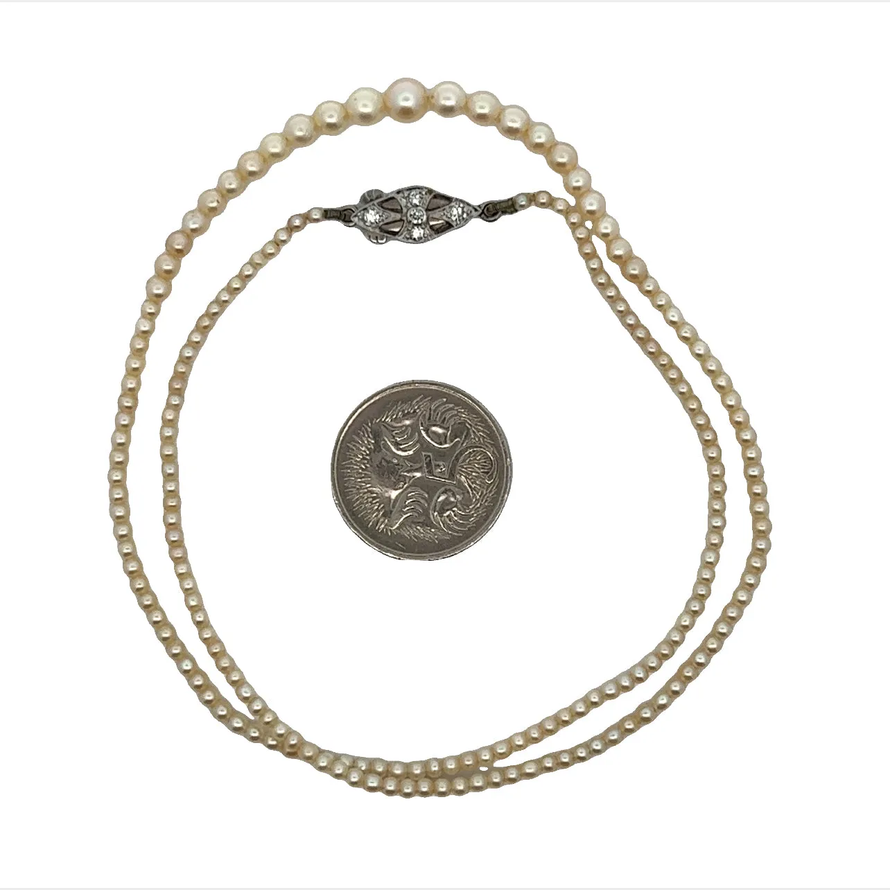 Cultured Pearl Graduated Necklet with 18ct White Gold & Diamond Clasp