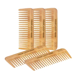 Custom Logo Natural Bamboo Comb