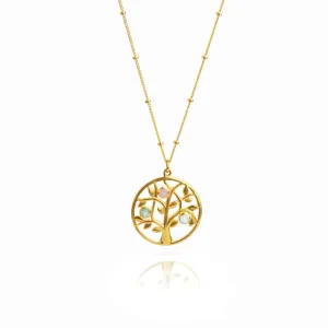Customized Family Tree Birthstone Pendant Necklace