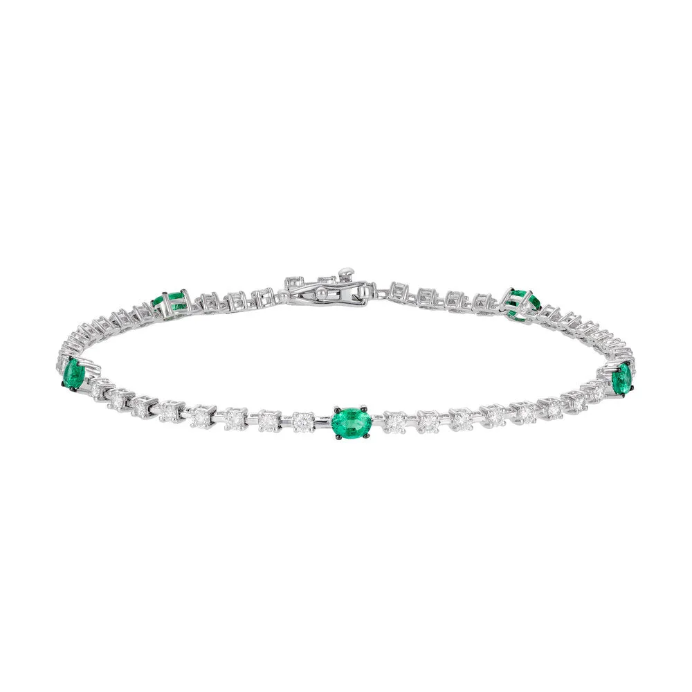 Diamond And Emerald Tennis Bracelet