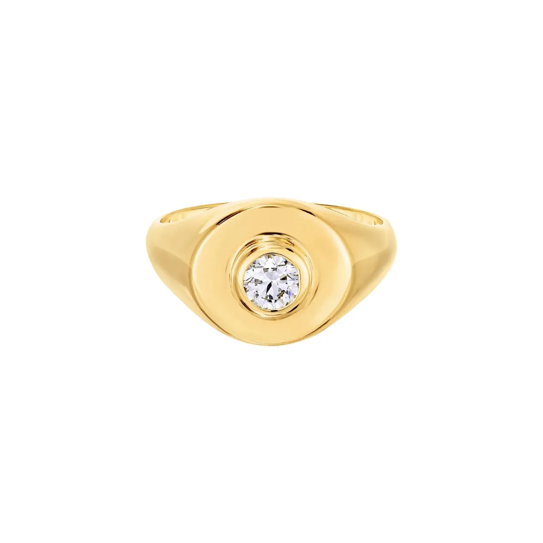 Diamond Signet Pinky Ring