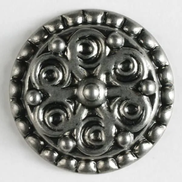 Dill - Ornate Antique Silver Button - 28mm