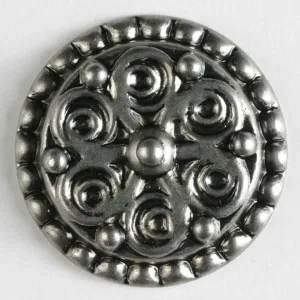 Dill - Ornate Antique Silver Button - 28mm