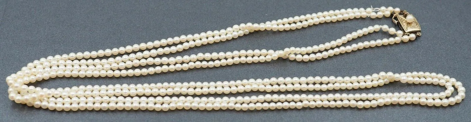 Double Cultured Pearl Strand Necklace with 14ct Yellow Gold Clasp
